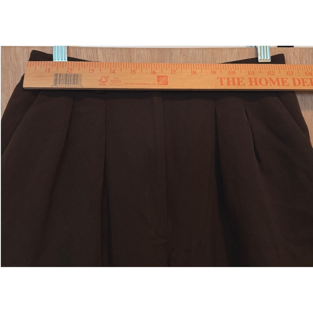 Lauren Ralph Lauren Chocolate Brown 100% Wool Pleated Pants 8 Petite High Rise - Picture 8 of 11